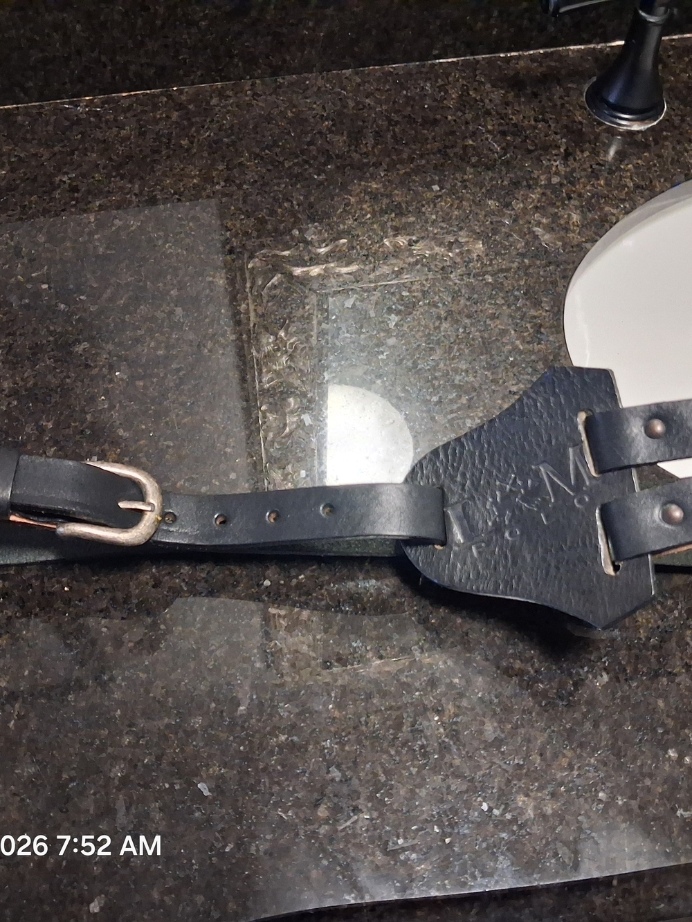 La Martina Black Leather Men’s Belt with Buckle and Leather Patch Sz 105